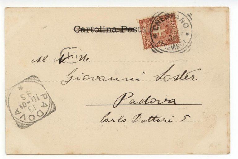 Cartolina Crepano Veneto Municipio Ponte 1901 viaggiata Treviso | Immagine Gallery 2
