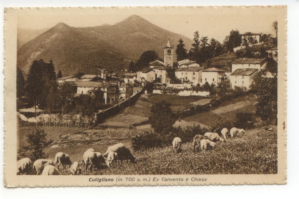Cartolina Cutigliano Ex Convento e Chiesa 1930 viaggiata Pistoia
