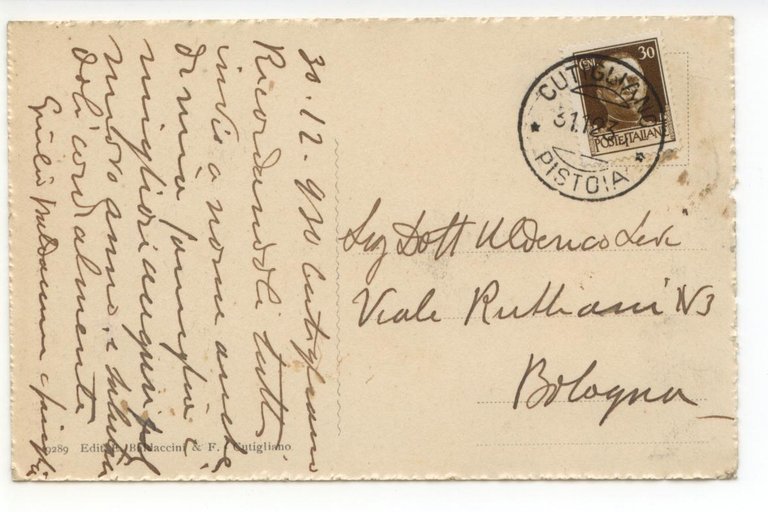 Cartolina Cutigliano Ex Convento e Chiesa 1930 viaggiata Pistoia