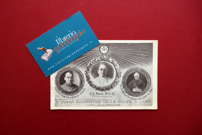 Cartolina Diocesi di Carpi 1∞ Congresso Eucaristico Nasalli Pranzini Pio IX 1929