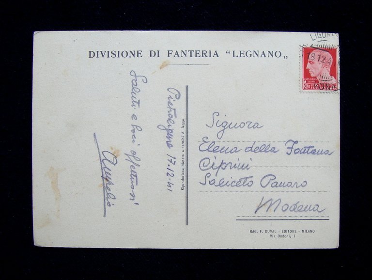 Cartolina Divisione Fanteria Legnano 1941 Alberto Giussano Illustr Codognato vg