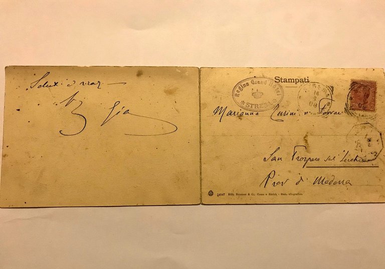 Cartolina Doppia Stresa Panorama Viaggiata 1906