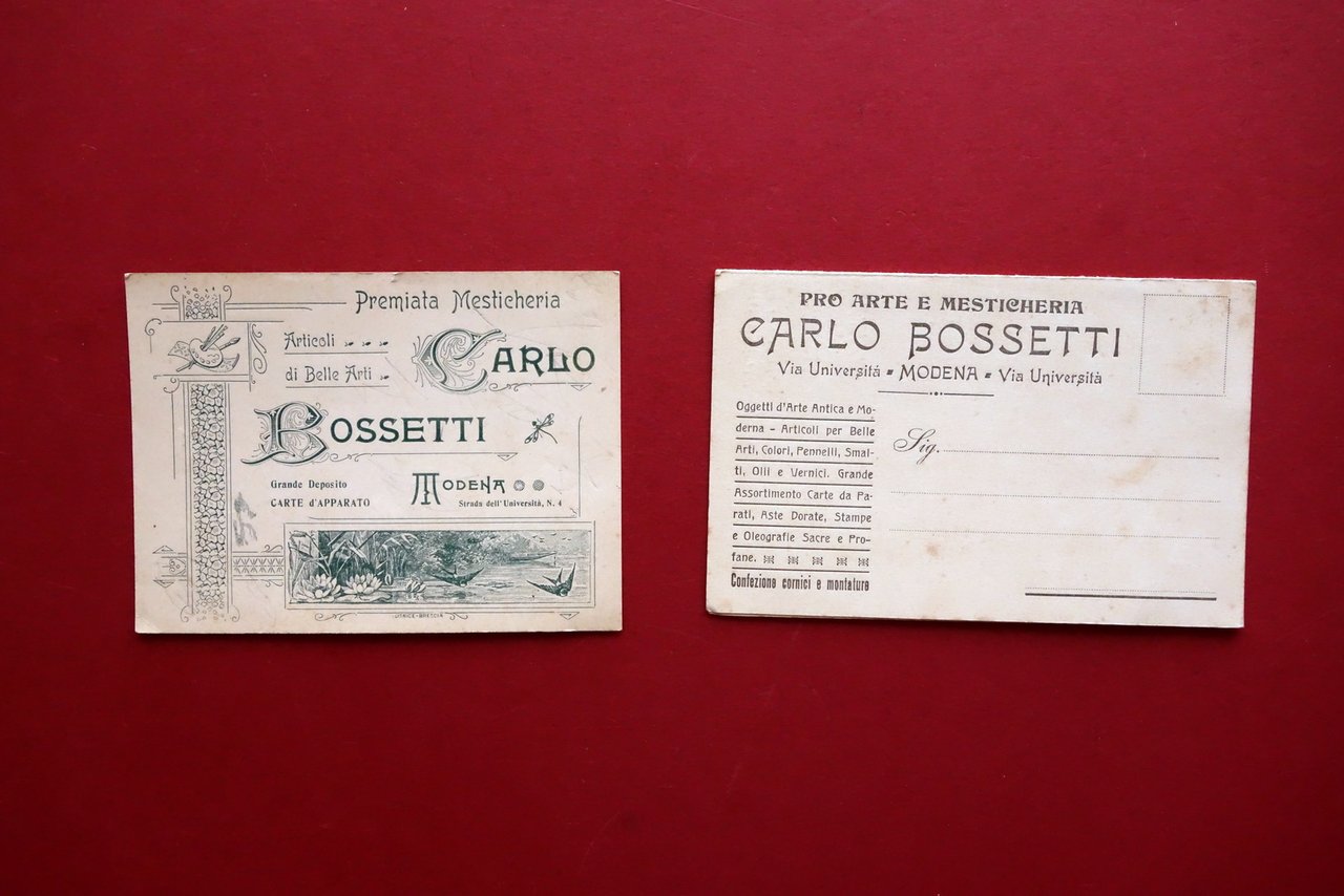 Cartolina e Cartoncino Pubblicitario Carlo Bossetti Modena Articoli Belle Arti | Immagine principale