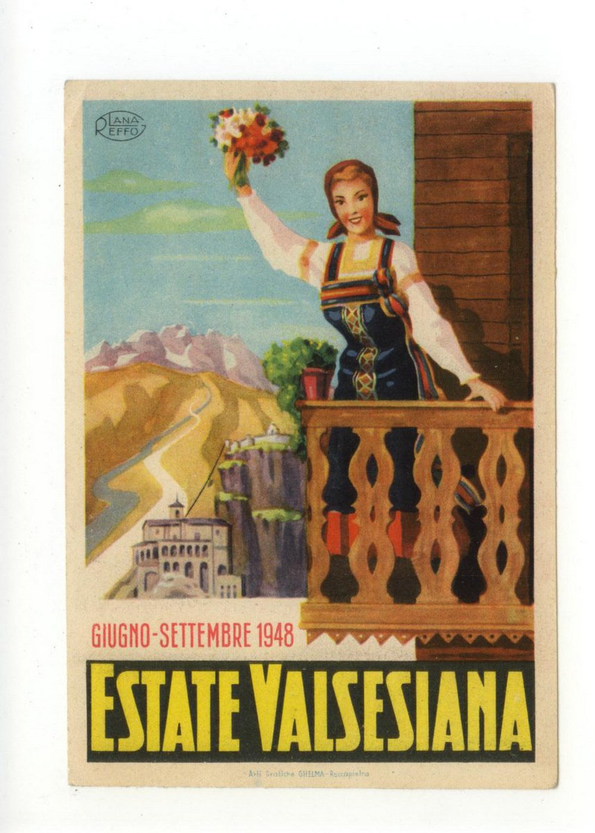 Cartolina Estate Valsesiana Giugno-Settembre 1948 non viaggiata Lana Reffo | Immagine principale