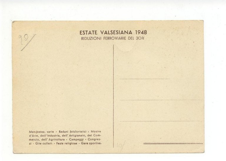 Cartolina Estate Valsesiana Giugno-Settembre 1948 non viaggiata Lana Reffo | Immagine Gallery 2