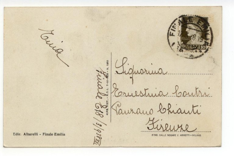 Cartolina Finale Emilia Piazza G. Verdi 1938 viaggiata Modena | Immagine Gallery 2