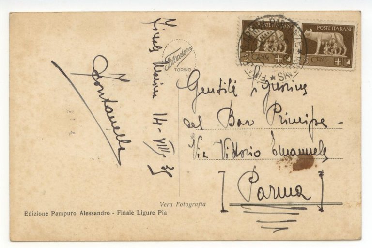 Cartolina Finale Ligure Pia Via Aurelia Villa Bellini 1939 viaggiata … | Immagine Gallery 2