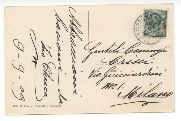 Cartolina Fiuggi Anticoli di Campagna Trebbiatura 1909 viaggiata Frosinone