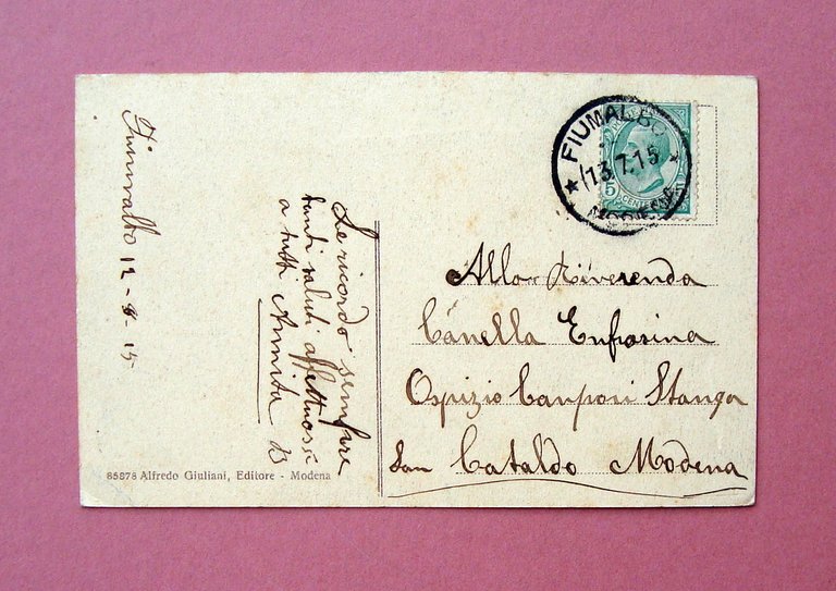 Cartolina Fiumalbo Piazza Iolanda 1915 viaggiata Appennino Modenese