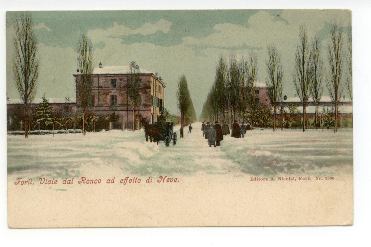 Cartolina ForlÏ Viale dal Ronco ad Effetto di Neve viaggiata