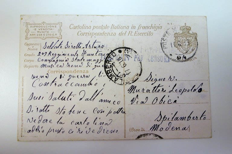 Cartolina franchigia Esercito La pace russa posta militare 04 Canevari …