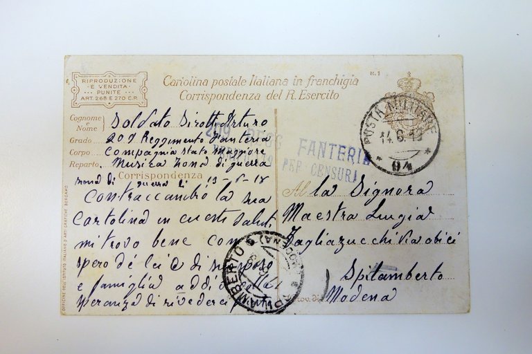 Cartolina franchigia militare La pace tedesca viaggiata zona di guerra …