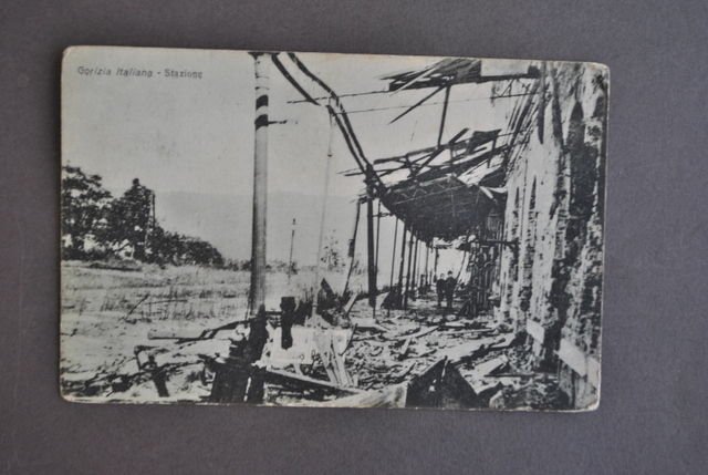 Cartolina Friuli Guerra Mondiale Gorizia Italiana Stazione Bombardamenti 1917