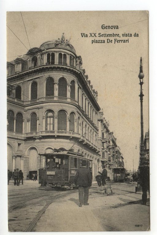 Cartolina Genova Via XX Settembre Vista Da Piazza De Ferrari 1909 viaggiata