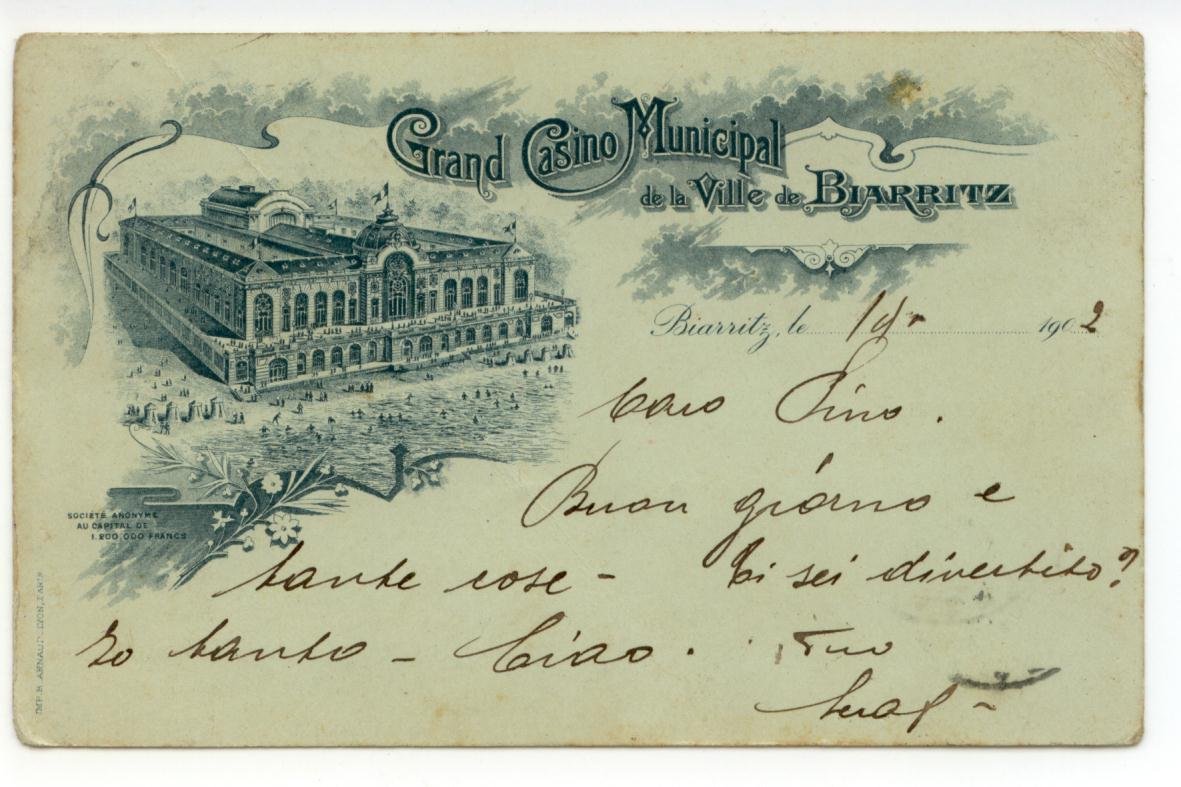 Cartolina Grand Casino Municipal de La Ville de Biarritz 1902 …