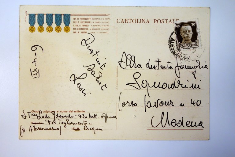 Cartolina Gruppo Alpini Valle Val Tagliamento Fella Natisone viaggiata '43 …