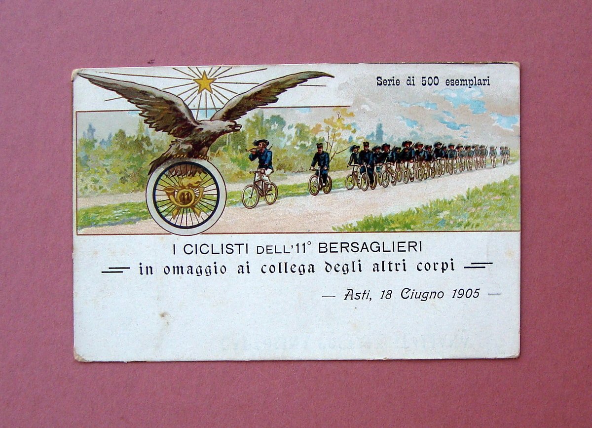 Cartolina I Ciclisti dell'11 bersaglieri ASTI 1905 Serie di 500 … | Immagine principale