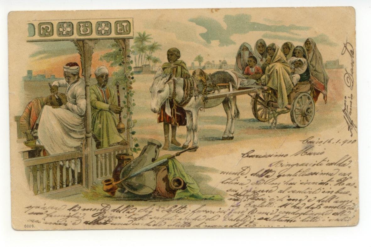 Cartolina Il Cairo 1900 viaggiata Gruss Egitto