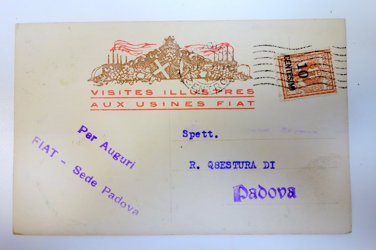 Cartolina il re d'Italia alla Fiat Automobili Torino viaggiata 1923
