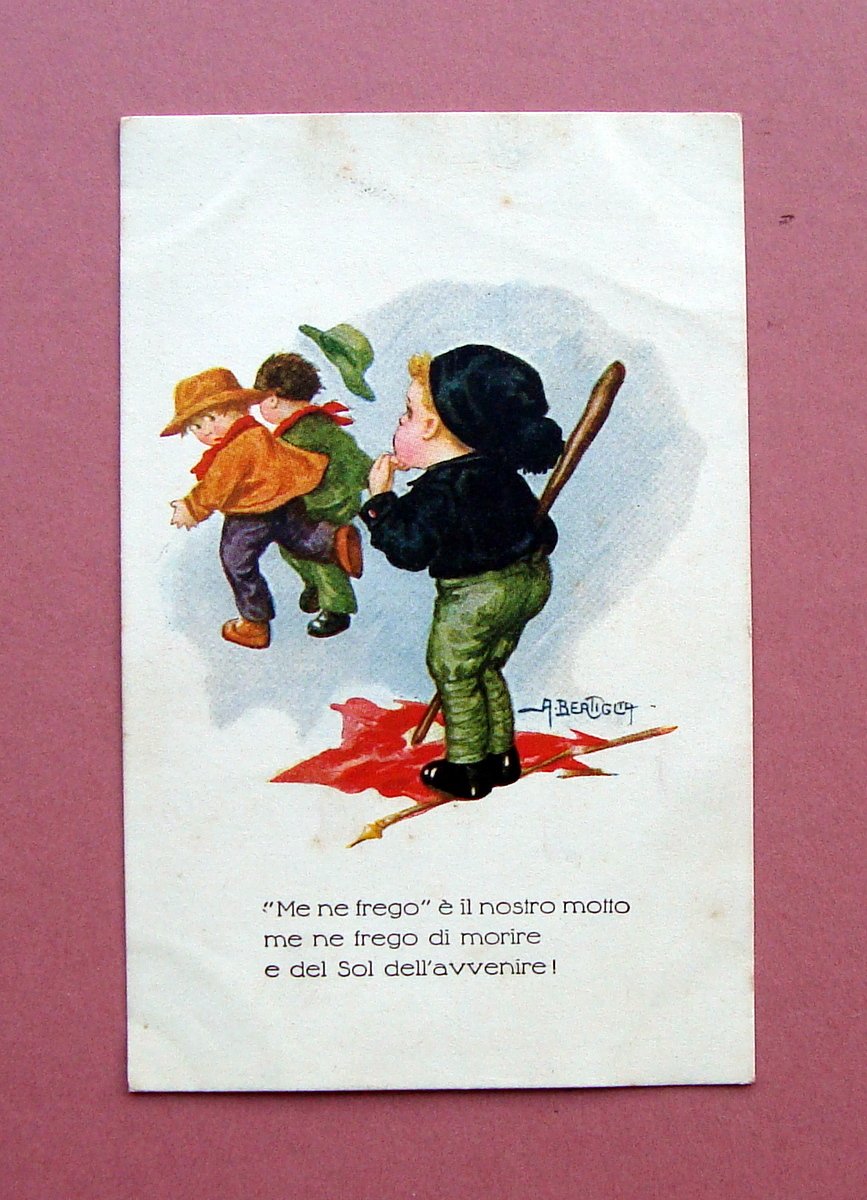 Cartolina illustrata colori Bertiglia squadrista viaggiata in busta 1923 ottima