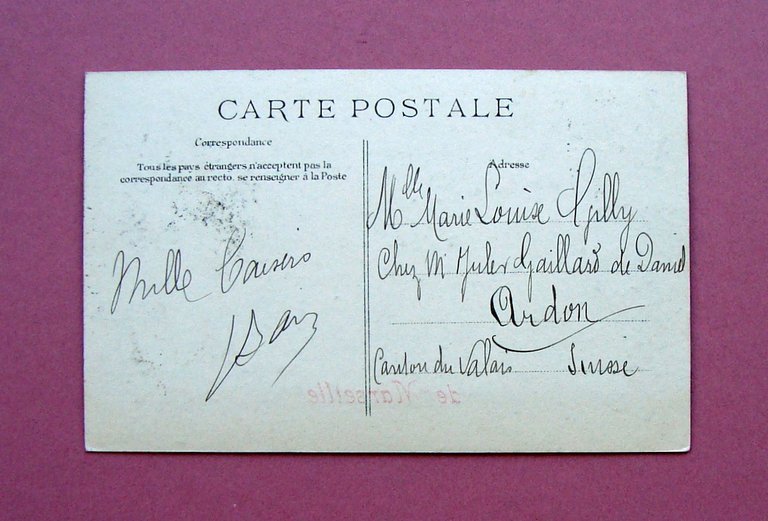 Cartolina Illustrata colori un Bonjour de Marseille dirigibile Viaggiata