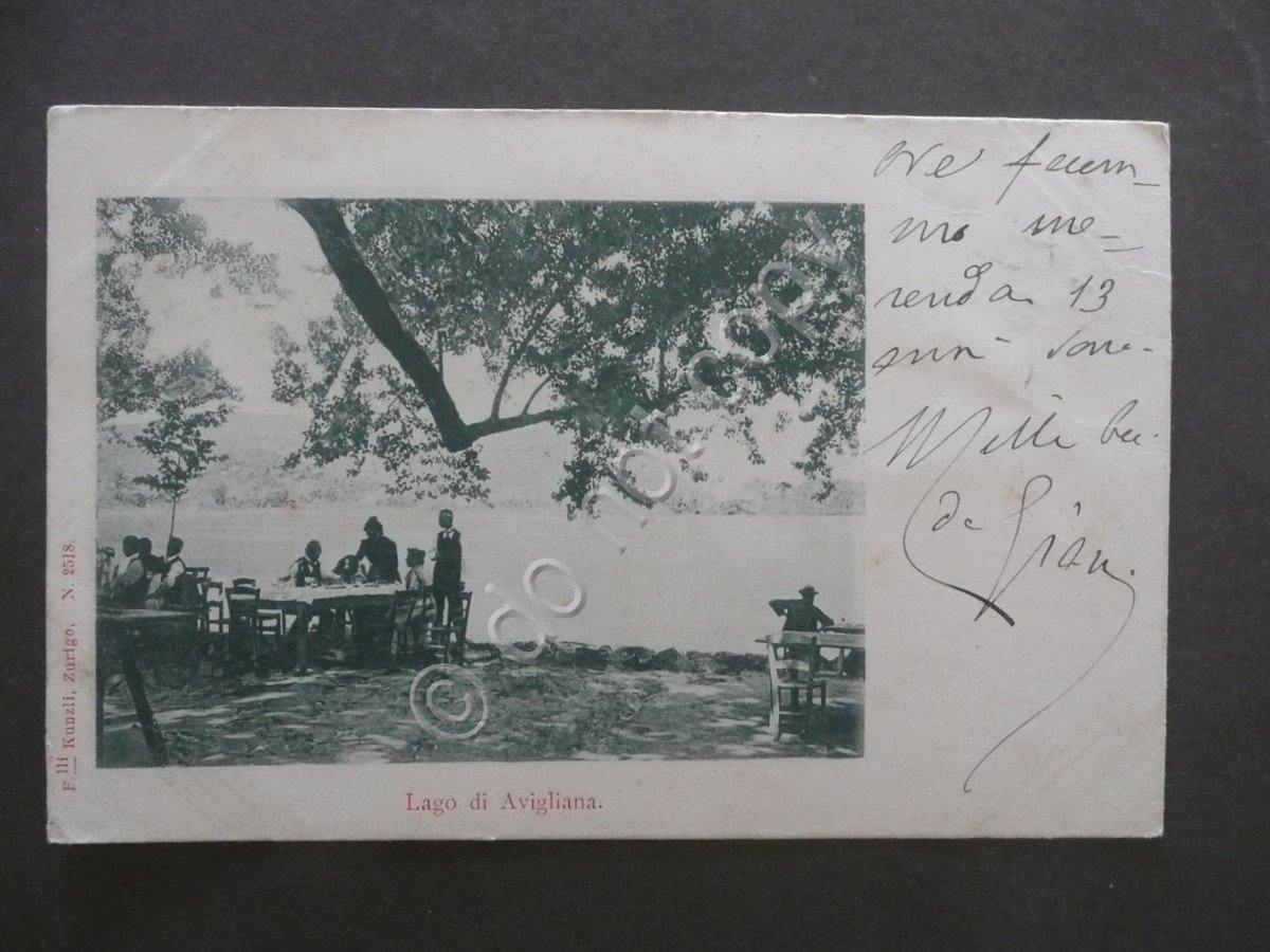 Cartolina Illustrata Lago di Avigliana Zurigo Viaggiata 1900 | Immagine principale