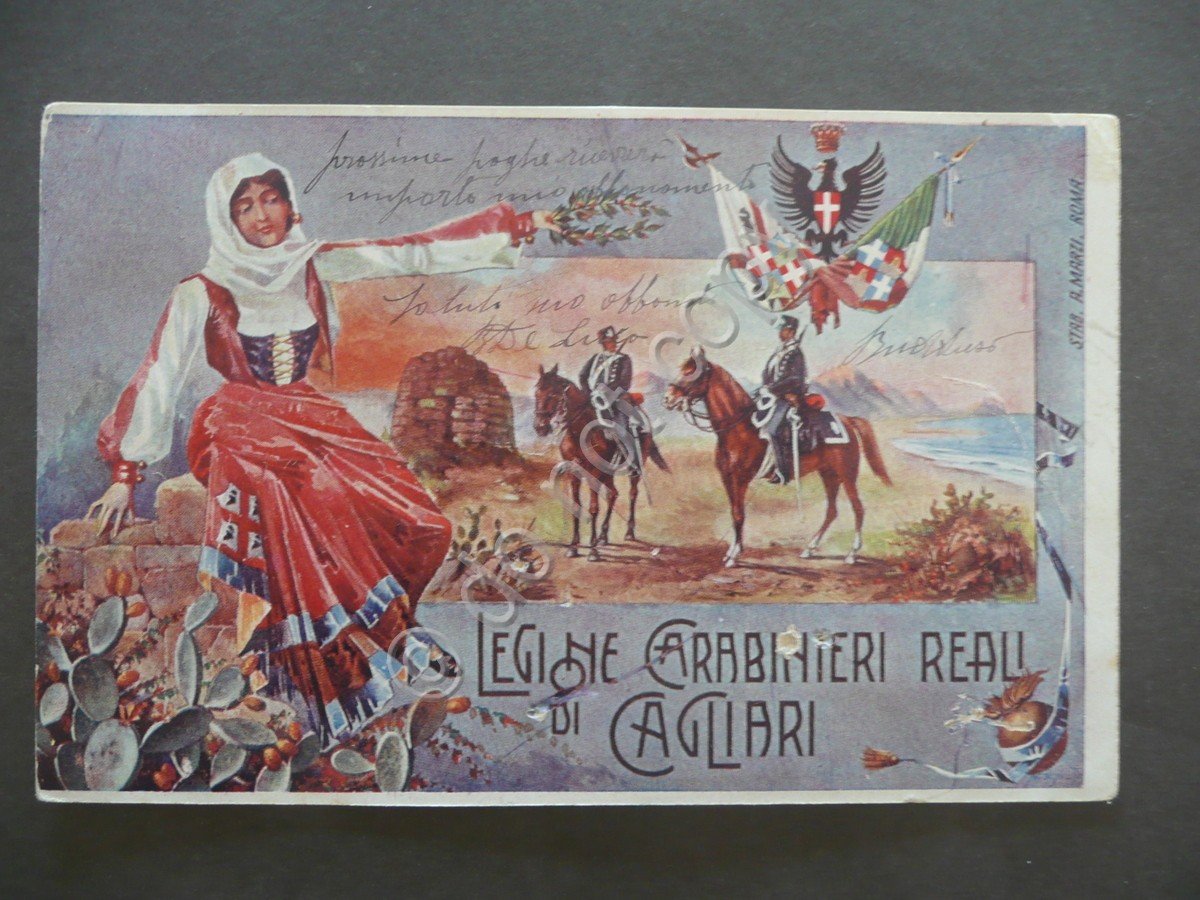 Cartolina Illustrata Legione Carabinieri Reali di Cagliari Viaggiata 1904