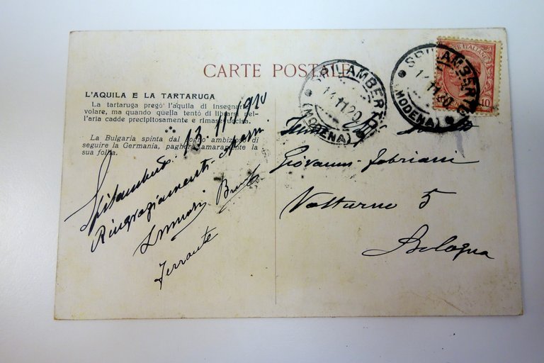 Cartolina L'aquila e la tartaruga prima guerra mondiale 1920 viaggiata …