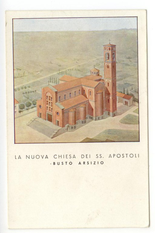 Cartolina La nuova Chiesa dei SS. Apostoli Busto Arsizio non viaggiata Varese