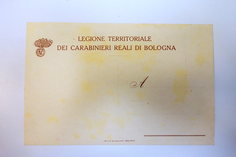 Cartolina Legione Territoriale Carabinieri Reali Bologna non viaggiata Franzoni
