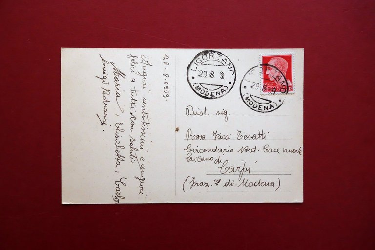 Cartolina Ligorzano Chiesa Processione Corpus Domini Viaggiata 1939 Modena