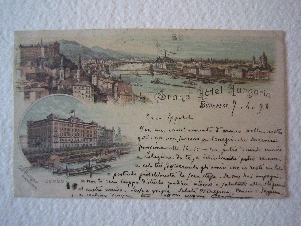 Cartolina Locale 1898 Budapest Grand Hotel Hungaria | Immagine principale