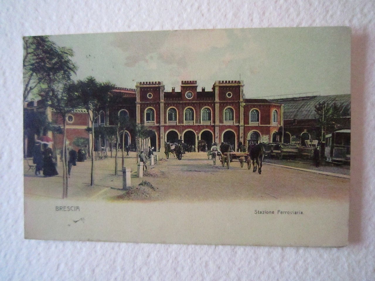 Cartolina Locale 1902 Animata Brescia Lombardia Stazione Ferroviaria