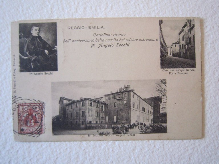Cartolina Locale 1903 Emilia Romagna Reggio Emilia Anniversario Secchi Astronomo