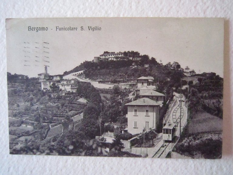 Cartolina Locale 1922 Lombardia Bergamo Funicolare S. Vigilio
