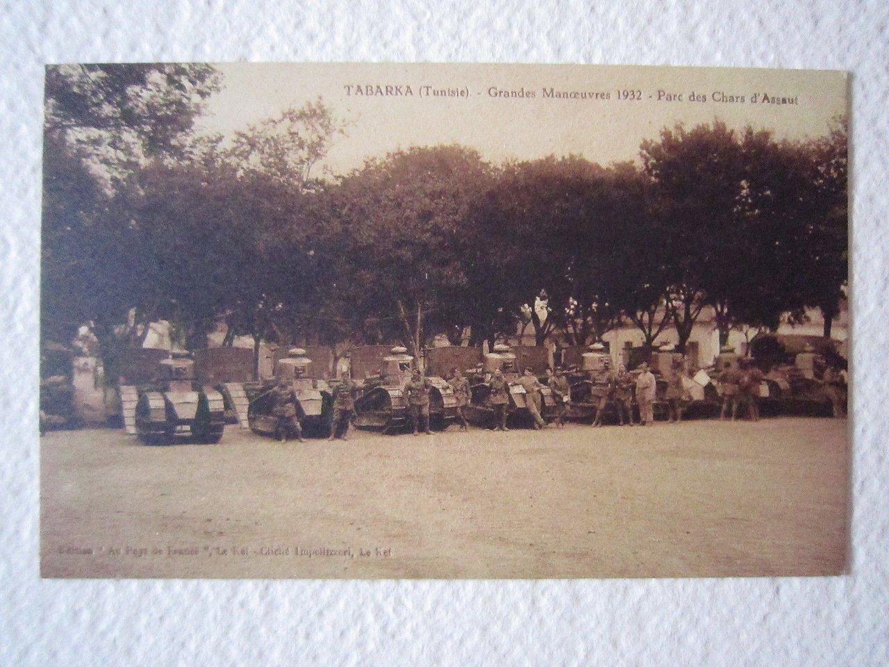 Cartolina Locale 1932 Tabarka Tunisia Grandes Manoeuvres Carri Chars d'Assaut