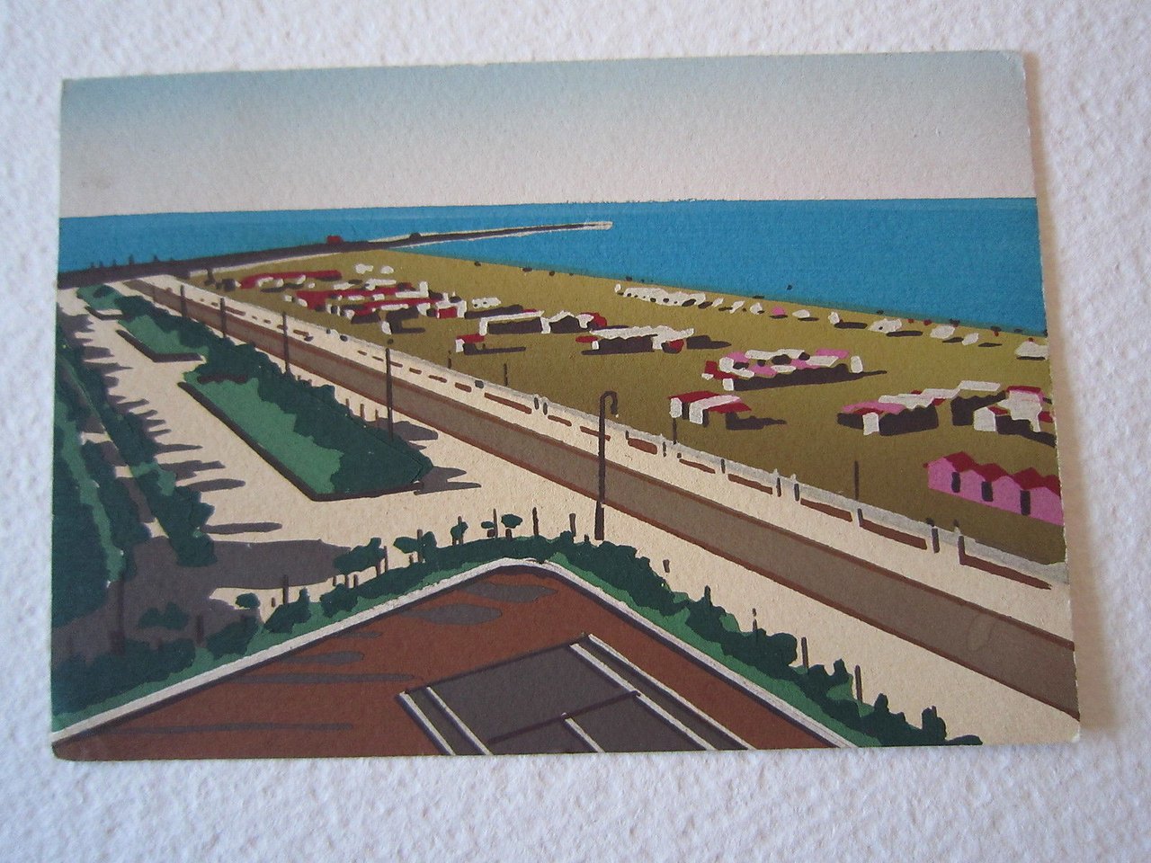 Cartolina Locale 1949 Rimini Emilia Romagna Dipinta Mano Spiaggia | Immagine principale