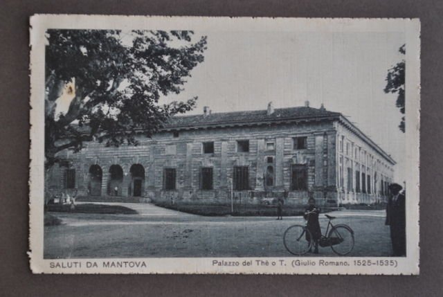 Cartolina Lombardia Mantova Palazzo The Te Animata Bicicletta 1917
