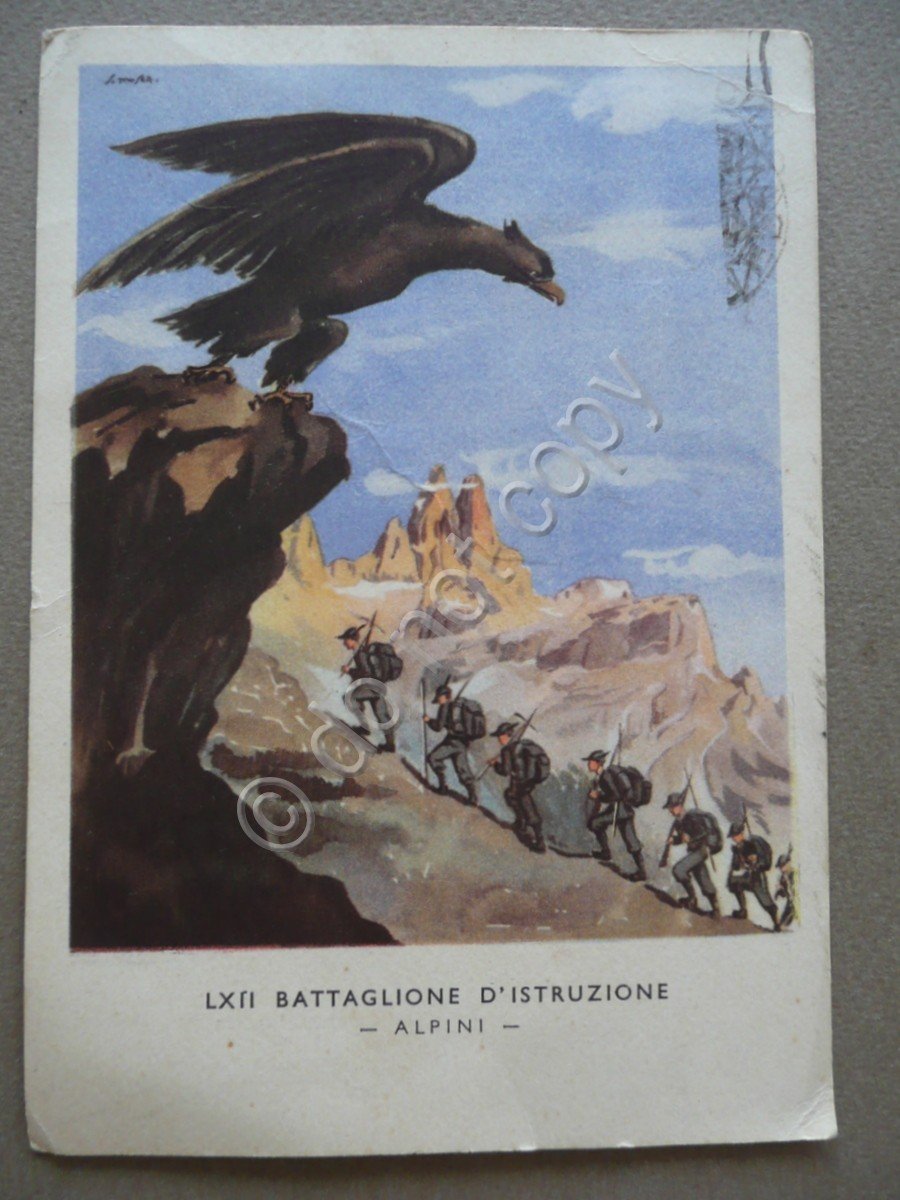 Cartolina LXII Battaglione D'Istruzione Alpini Viaggiata 1942 | Immagine principale