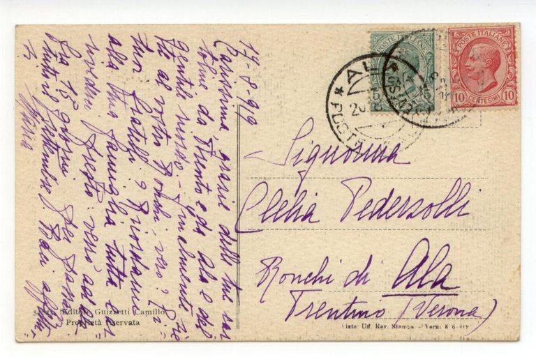 Cartolina Martirio di Treviso Incursioni Aeree 1914-1915 viaggiata 1919