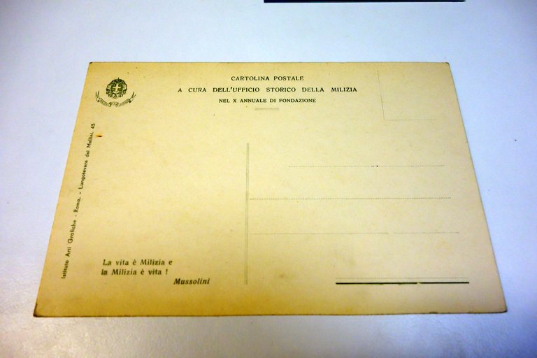 Cartolina Milizia Ufficio Storico con scritta e ritratto Mussolini non …