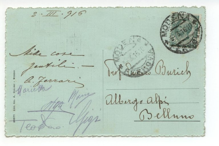 Cartolina Modena Parco Regina Elena 1916 viaggiata | Immagine Gallery 2