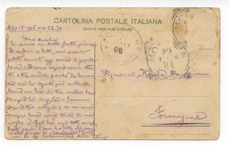 Cartolina Modena Passeggiata sulle Mura viaggiata 1906