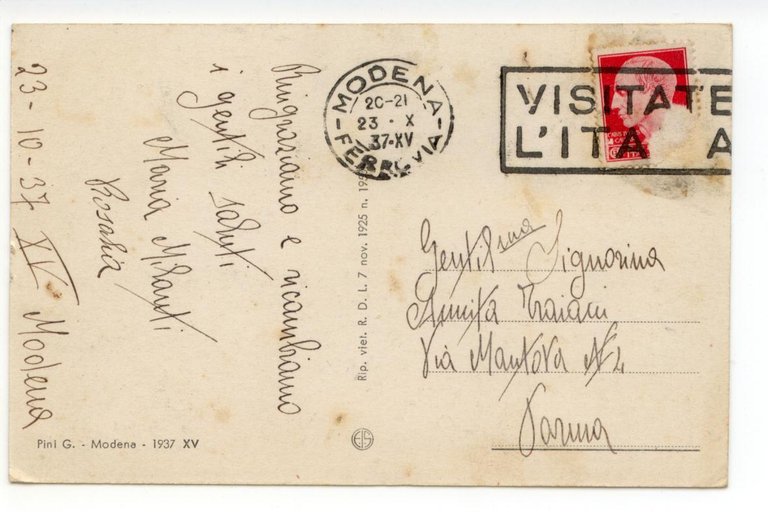 Cartolina Modena Scuole di Avviamento al Lavoro Fermo Corni viaggiata …