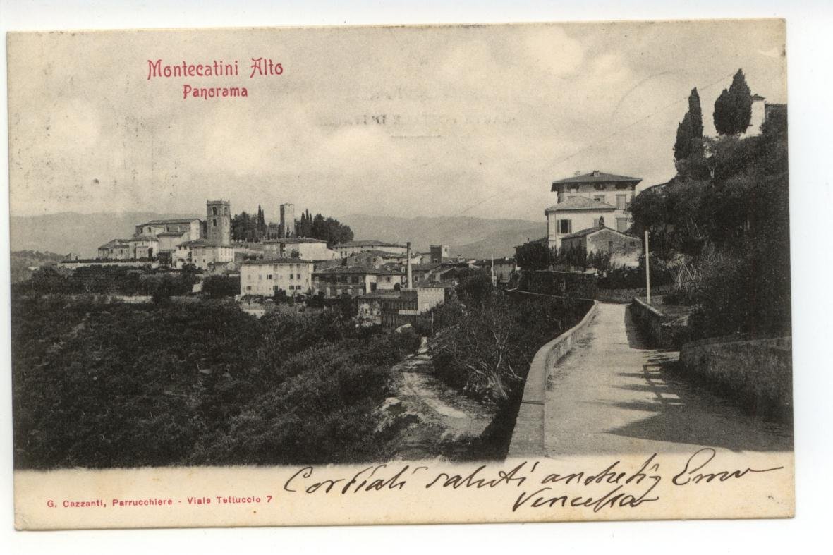 Cartolina Montecatini Alto Panorama 1903 viaggiata Pistoia
