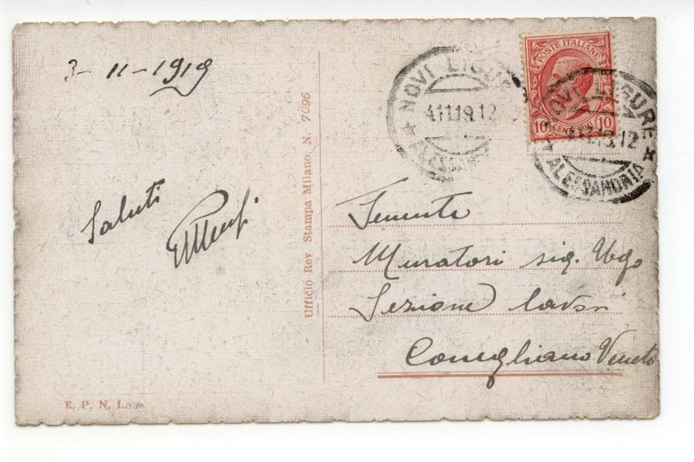 Cartolina Novi Ligure Via Girardengo 1919 viaggiata Alessandria