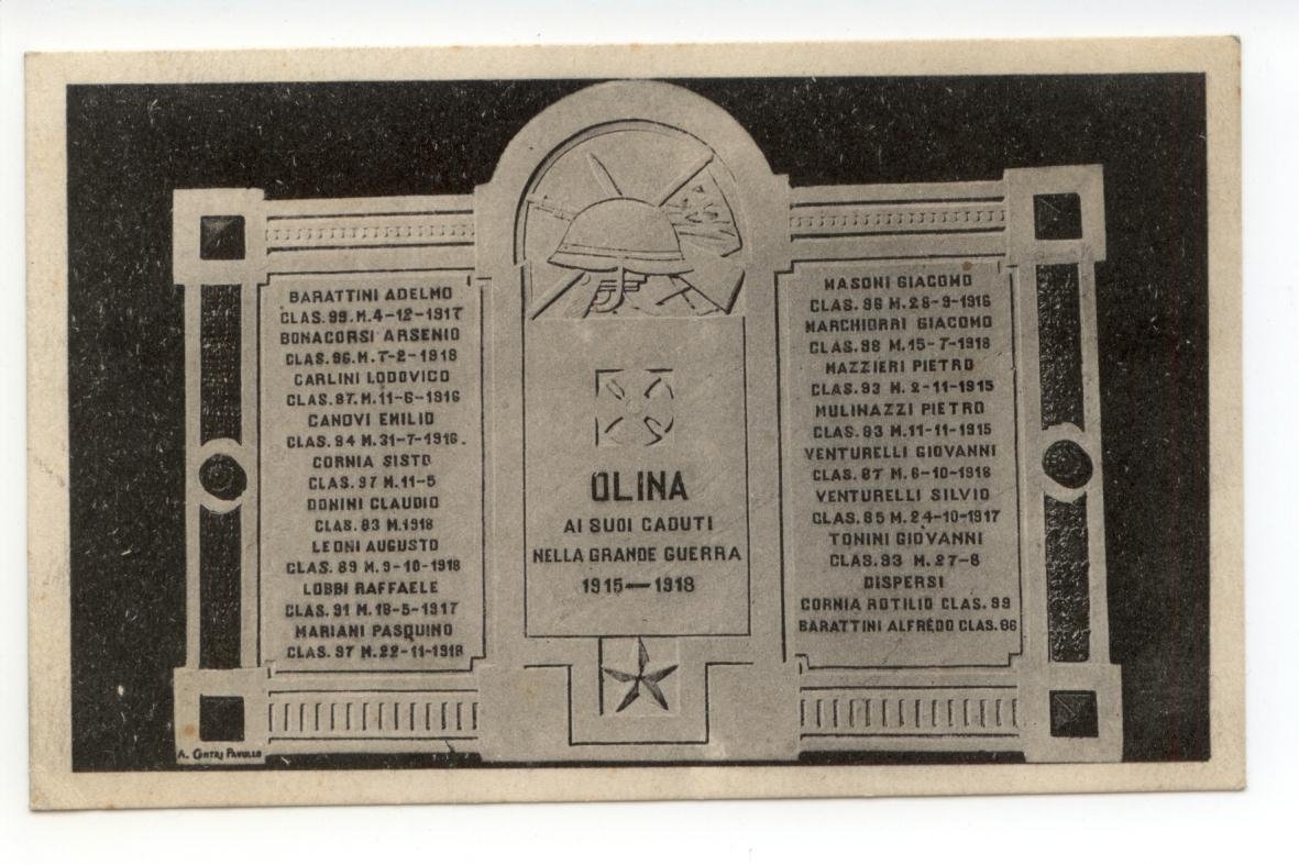 Cartolina Olina ai Suoi Caduti nella Grande Guerra non viaggiata …