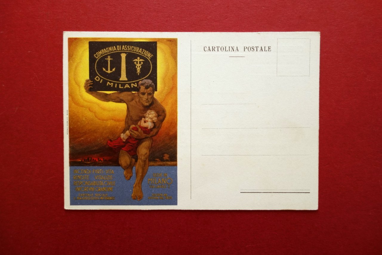 Cartolina Originale Compagnia di Assicurazione Milano Metlicovitz Anni '40