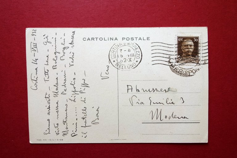 Cartolina Originale Copertoni Impermeabili Ettore Moretti Milano 1932 Viaggiata