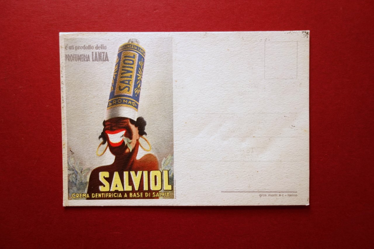 Cartolina Originale Salviol Dentifricio Profumeria Lanza Gros Monti Torino 1936 | Immagine principale